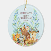 Woodland Animals Baby's Eerste kerstversiering Keramisch Ornament (Links)