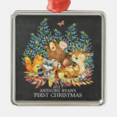 Woodland Animals Baby's Eerste kerstversiering Metalen Ornament (Voorkant)