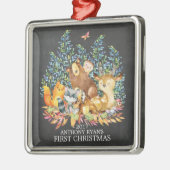 Woodland Animals Baby's Eerste kerstversiering Metalen Ornament (Links)