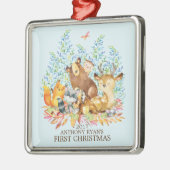 Woodland Animals Baby's Eerste kerstversiering Metalen Ornament (Links)