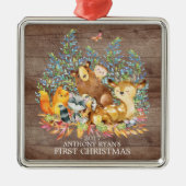 Woodland Animals Baby's Eerste kerstversiering Metalen Ornament (Voorkant)