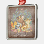 Woodland Animals Baby's Eerste kerstversiering Metalen Ornament (Links)