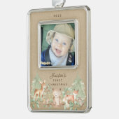Woodland Animals Baby's First Verzilverd Omlijst Ornament (Links)