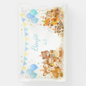 Woodland Animals Backdrop Bunny Bear Fox Pastel Spandoek (Verticaal)
