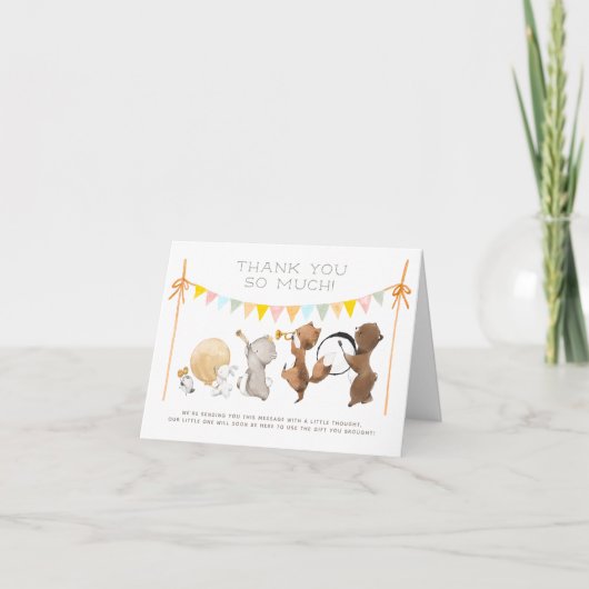 Woodland Animals Band Parade Baby shower Bedankt (Voorkant)