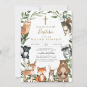 Woodland Animals Baptism/Christening Invitation Kaart (Voorkant)