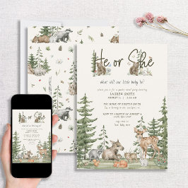 Woodland Animals Barly Wait Baby shower Invitation Kaart
