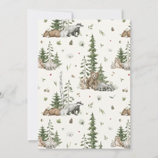 Woodland Animals Barly Wait Baby shower Invitation Kaart (Achterkant)