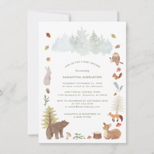 Woodland Animals Beer Baby shower Kaart