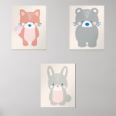 Woodland Animals Beer Fox Konijnenkwekerij Muurkunst Sets (Voorkant)