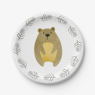 Woodland Animals Beer Papier Borden Papieren Bordje