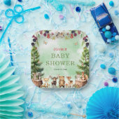 Woodland Animals Berry Flowers Baby shower Papieren Bordje (Feest)