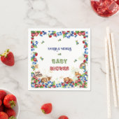 Woodland Animals Berry Green Baby shower Servet (Insitu)