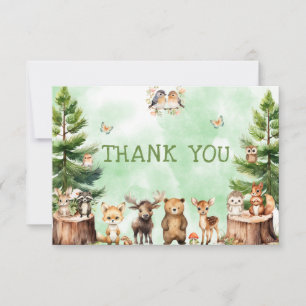 Woodland Animals Berryflower Baby shower Dank u Bedankkaart