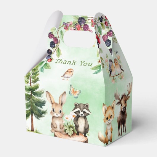 Woodland Animals BerryFlower Baby shower Favor Box Bedankdoosjes (Achterkant)