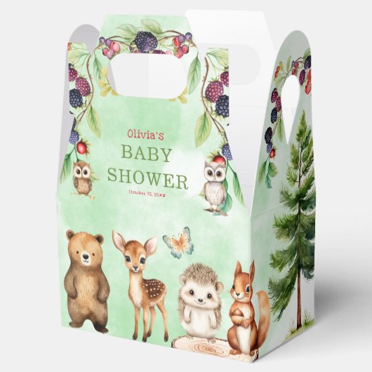 Woodland Animals BerryFlower Baby shower Favor Box Bedankdoosjes (Geopend)