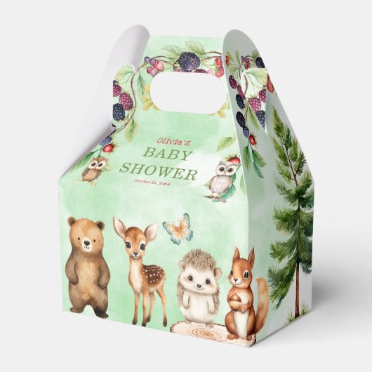 Woodland Animals BerryFlower Baby shower Favor Box Bedankdoosjes (Voorkant Zijde)