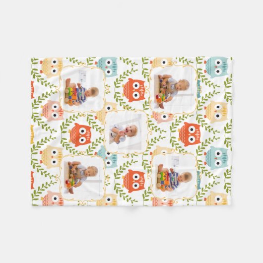 Woodland Animals bezit aangepaste Kinder foto's Bl Fleece Deken (Voorkant (Horizontaal))