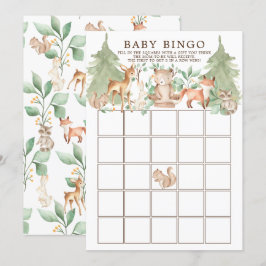 Woodland Animals BINGO Baby shower Game Kaart