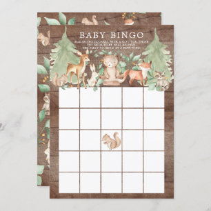 Woodland Animals BINGO Baby shower Game Kaart