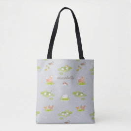 Woodland Animals & Birds in Grey Pond Canvas tas