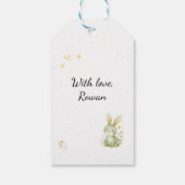 Woodland Animals Birthday Bear Fox Bunny Yellow Cadeaulabel (Achterkant)