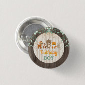 Woodland Animals Birthday Boy Party Favors Ronde Button 3,2 Cm (Voorkant /achterkant)