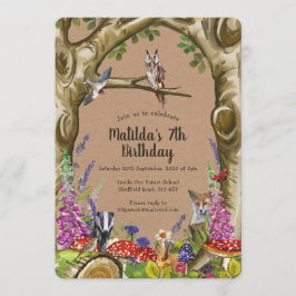 Woodland Animals Birthday Forest-uitnodiging Kaart