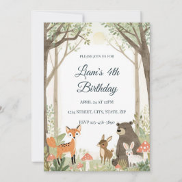 Woodland Animals Birthday Invitation - Forest Kaart