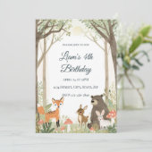 Woodland Animals Birthday Invitation - Forest Kaart (Staand voorkant)