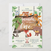 Woodland Animals Birthday Invitation Kaart (Voorkant)
