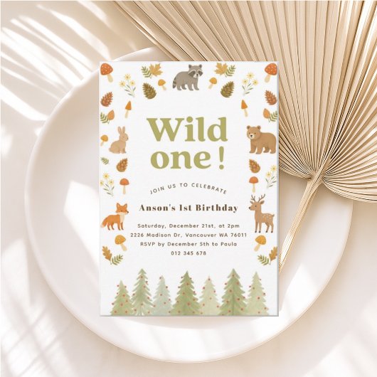 Woodland Animals Birthday Invitation Kaart