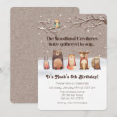 Woodland Animals Birthday Invitation Kaart (Voorkant / Achterkant)