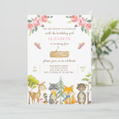 Woodland Animals Birthday Invitation Kaart (Staand voorkant)
