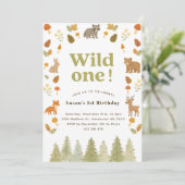 Woodland Animals Birthday Invitation Kaart (Staand voorkant)