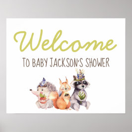 Woodland Animals Birthday of Shower Welcome Sign Poster