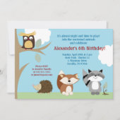 Woodland Animals Birthday Party Invitation Kaart (Voorkant)