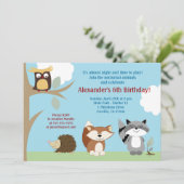 Woodland Animals Birthday Party Invitation Kaart (Staand voorkant)