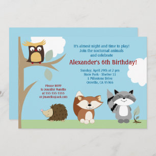 Woodland Animals Birthday Party Invitation Kaart