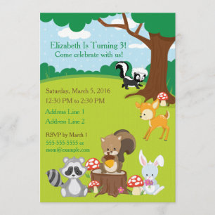 Woodland Animals Birthday Party Invitation Kaart