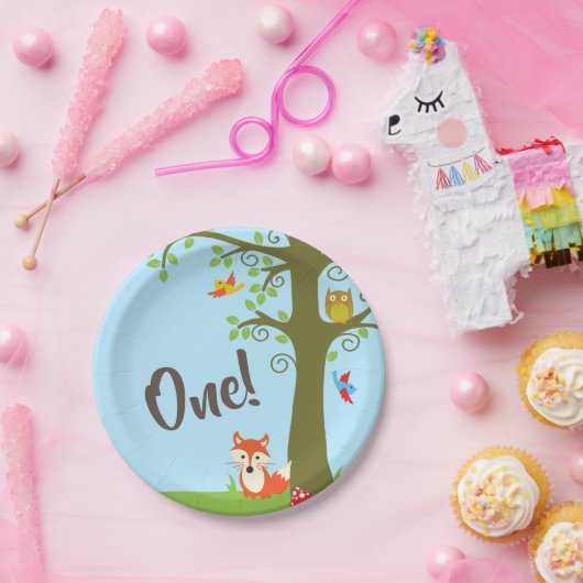 Woodland Animals Birthday Party Papieren Bordje (Feest)