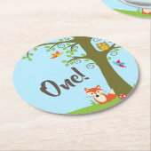 Woodland Animals Birthday Party Ronde Kartonnen Onderzetter (Gebogen)