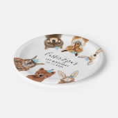 Woodland Animals Blue Birthday Party Papieren Bordje (Gekanteld)