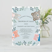 Woodland Animals Blue Boy Baby shower per post Kaart (Staand voorkant)