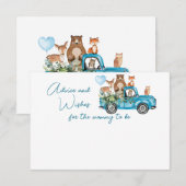 Woodland Animals Blue Truck Baby shower Advieskaart (Voorkant / Achterkant)