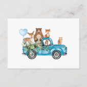 Woodland Animals Blue Truck Baby shower Advieskaart (Achterkant)