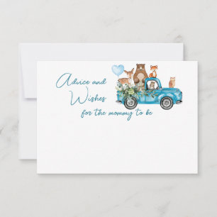 Woodland Animals Blue Truck Baby shower Advieskaart