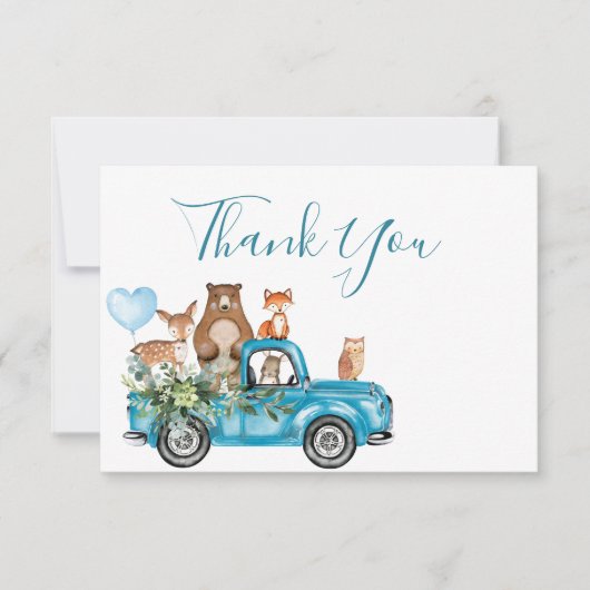 Woodland Animals Blue Truck Hartelijk dank (Voorkant)