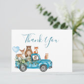 Woodland Animals Blue Truck Hartelijk dank (Staand voorkant)