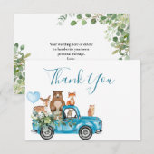 Woodland Animals Blue Truck Hartelijk dank (Voorkant / Achterkant)